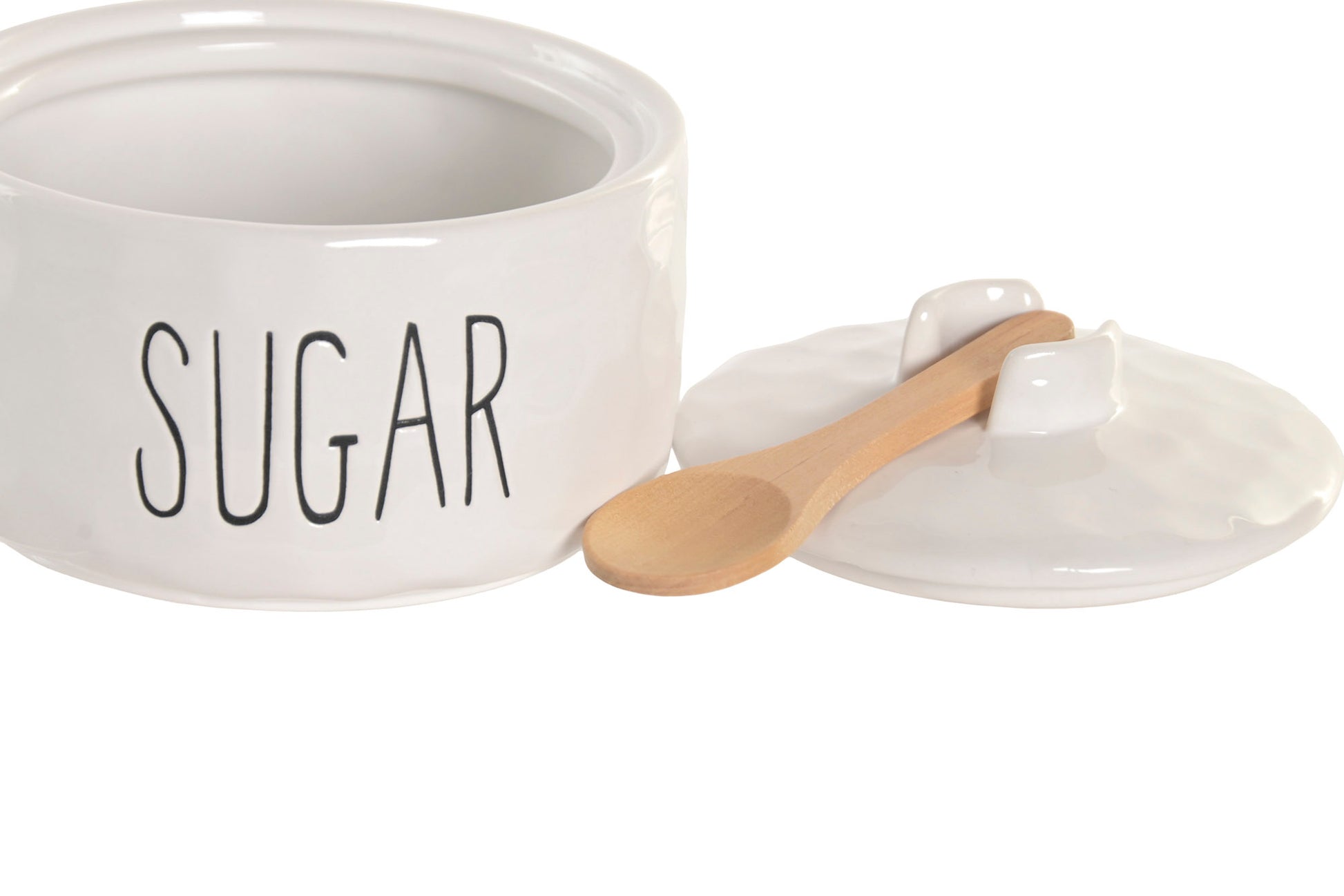 Azucarero de Porcelana con Tapa de Bambú y Cuchara 🤍