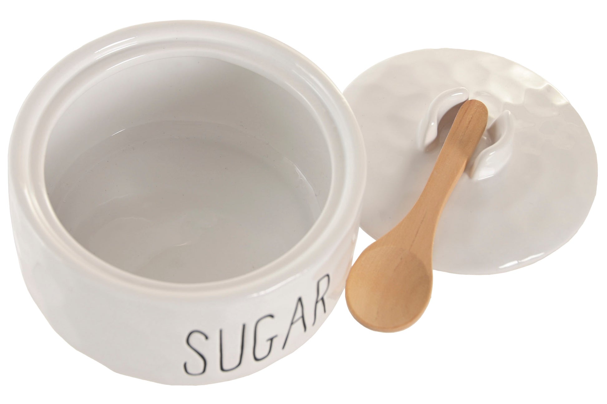 Azucarero de Porcelana con Tapa de Bambú y Cuchara 🤍