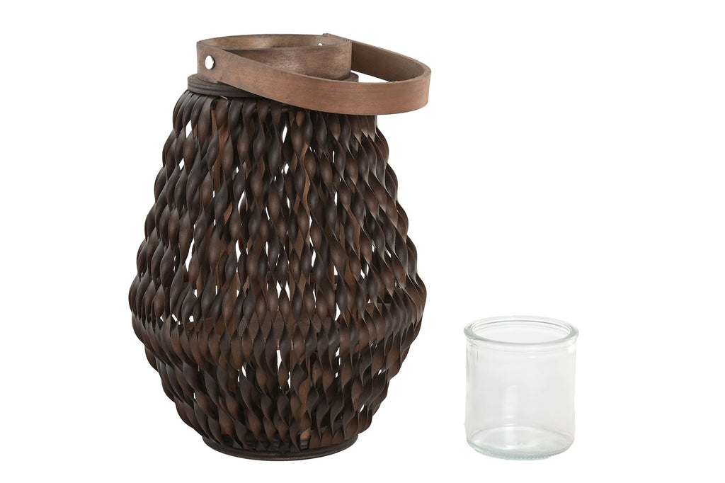 Portavela de Madera con Vaso de Cristal 🤎🕯️
