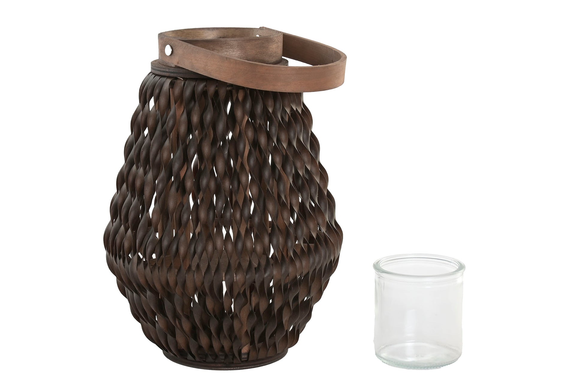 Portavela de Madera con Vaso de Cristal 🤎🕯️