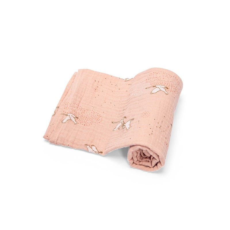 Juego de 3 muselinas estampadas (rosa/crema/flores) PED