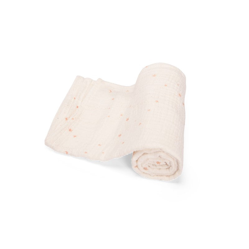 Juego de 3 muselinas estampadas (rosa/crema/flores) PED