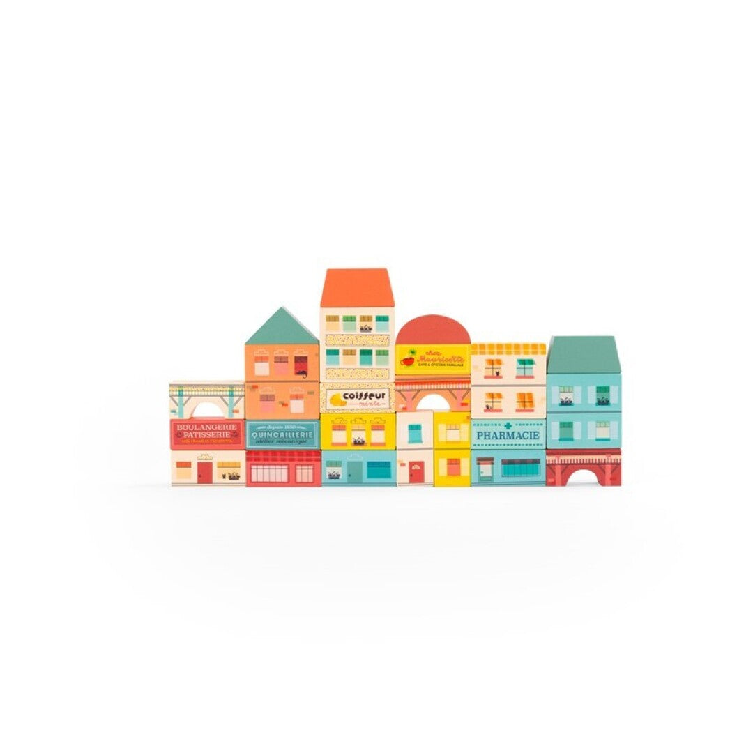 Juego de construcción pueblo (35 piezas) Avenue du Moulin