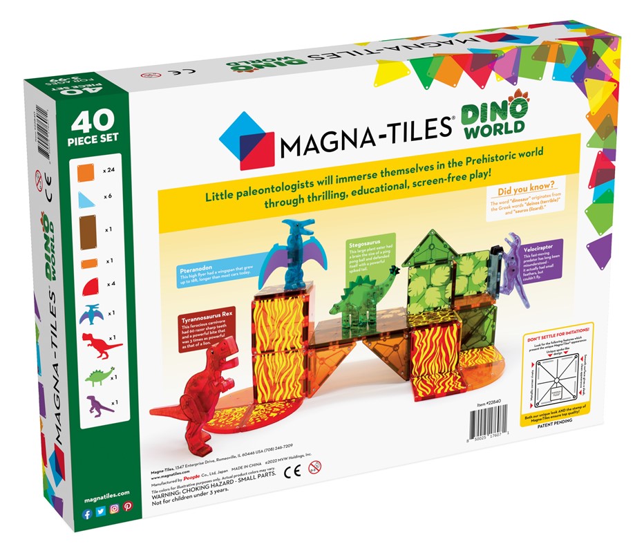 MAGNA-TILES® – Dino World 40 pcs 🦖🔥🌋✨