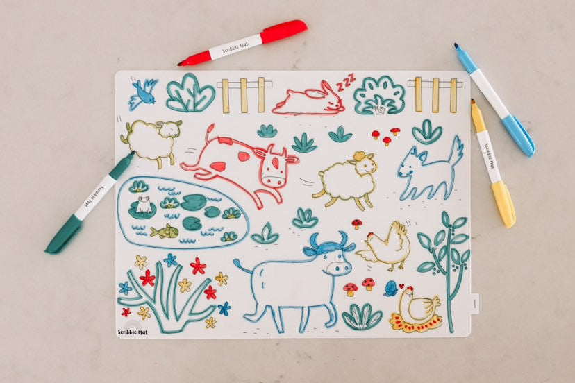 Scribble “En la Granja” Set de Dibujo con 4 Rotuladores 🐮🎨✨