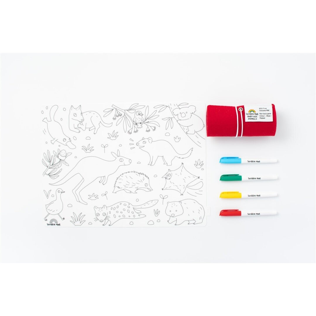 Scribble “Animales de Australia” – Tapete de Silicona + 4 Rotuladores 🦘🎨✨