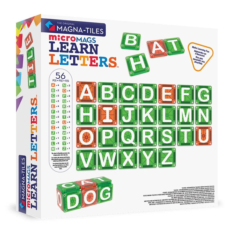 MAGNA-TILES® MicroMAGS Learn Letters – 56 Piezas 🧲🔤