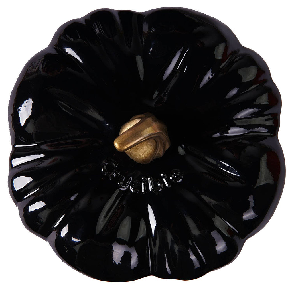 Cazuela Cocotte Calabaza – Hierro Fundido Esmaltado Negro & Dorado 🖤✨