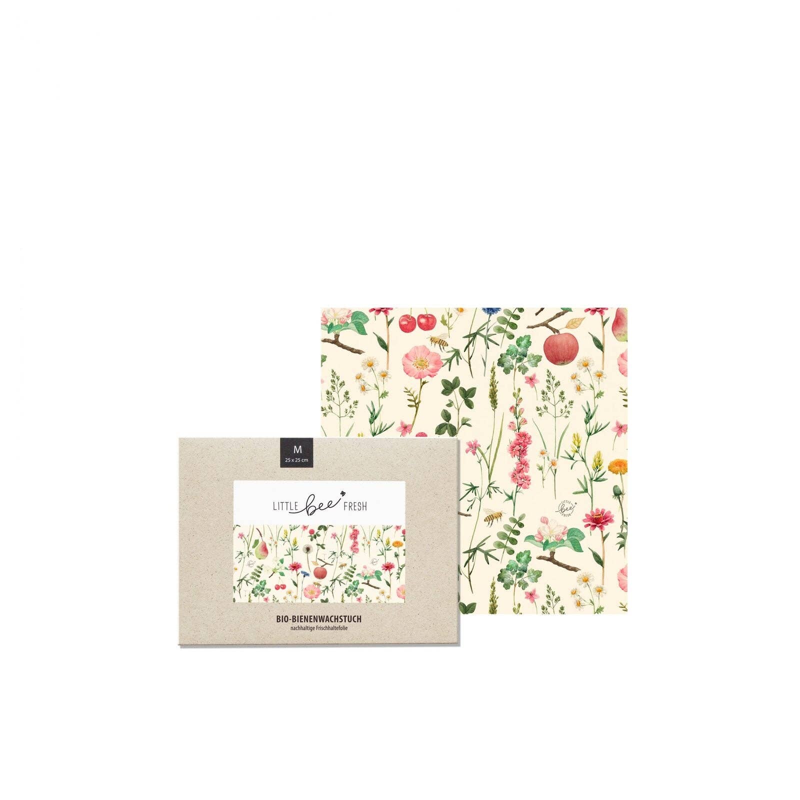 Envoltorio de cera de abeja ecológico "M" (25 x 25 cm) - Pradera de frutales