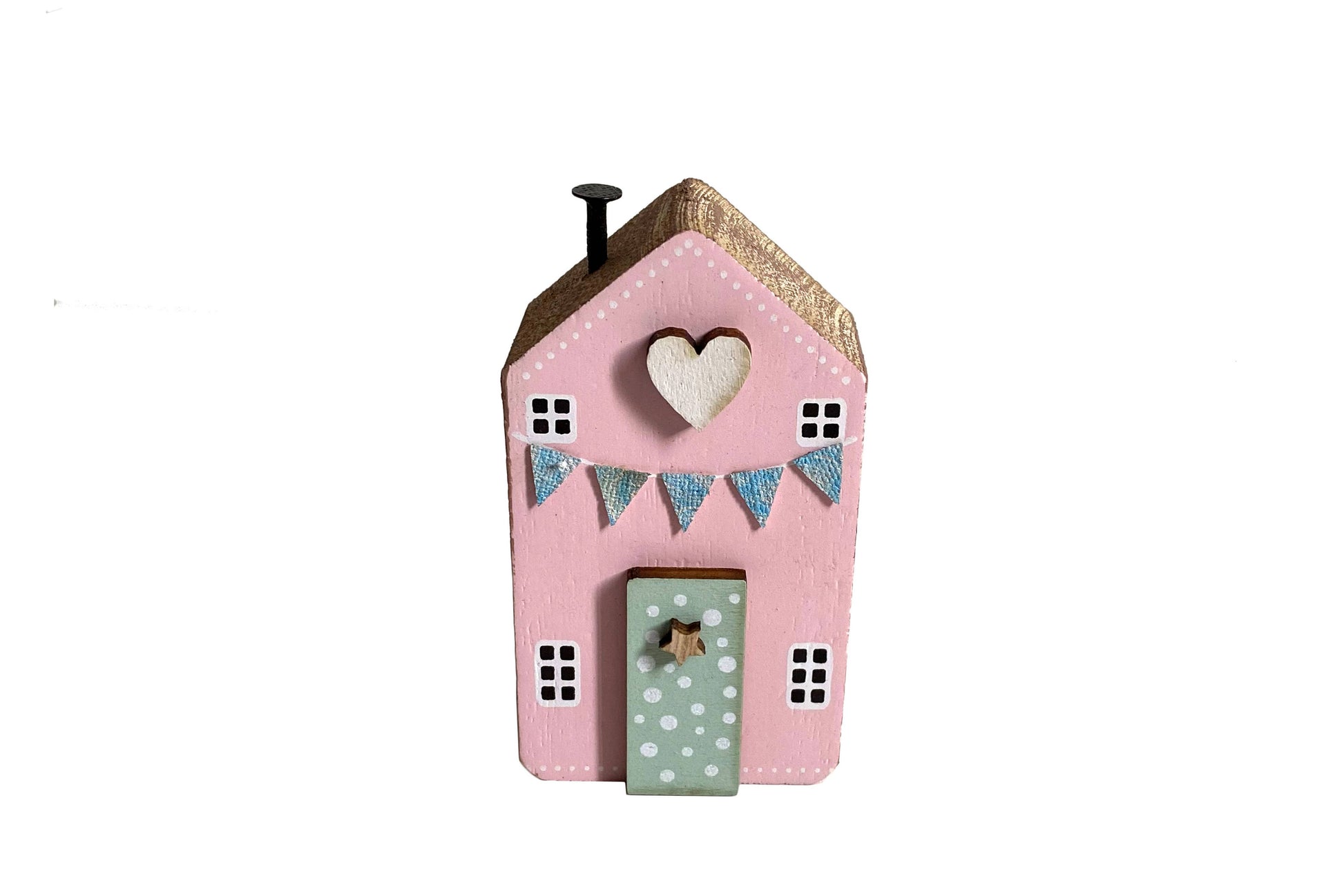 Casa de madera rosa con lunares 🏡🌸