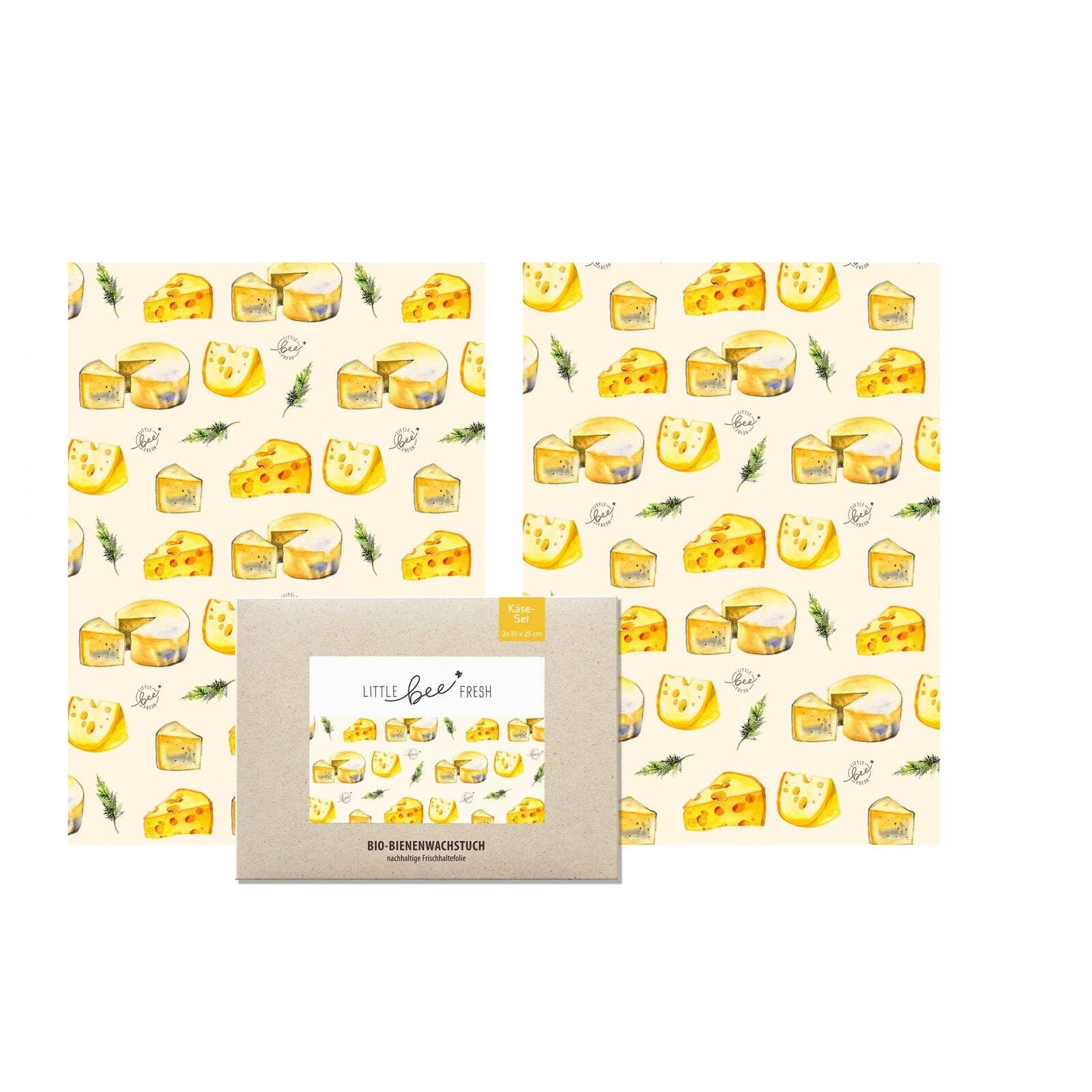 Set de 2 envoltorios de cera de abeja ecológicos - paño para queso