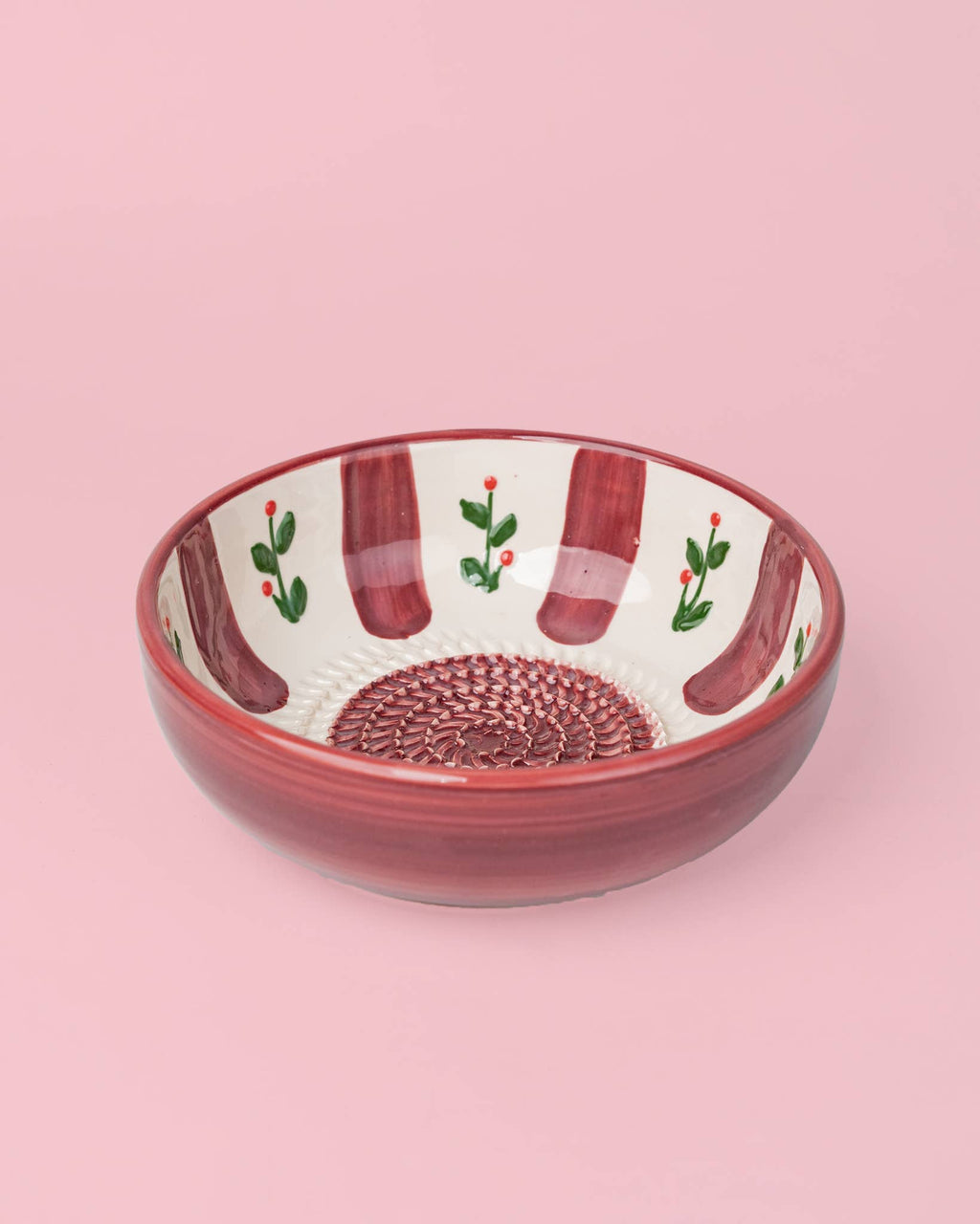 Plato Rallador de Cerámica Artesanal Christmas Holly – 15 cm 🎄❤️