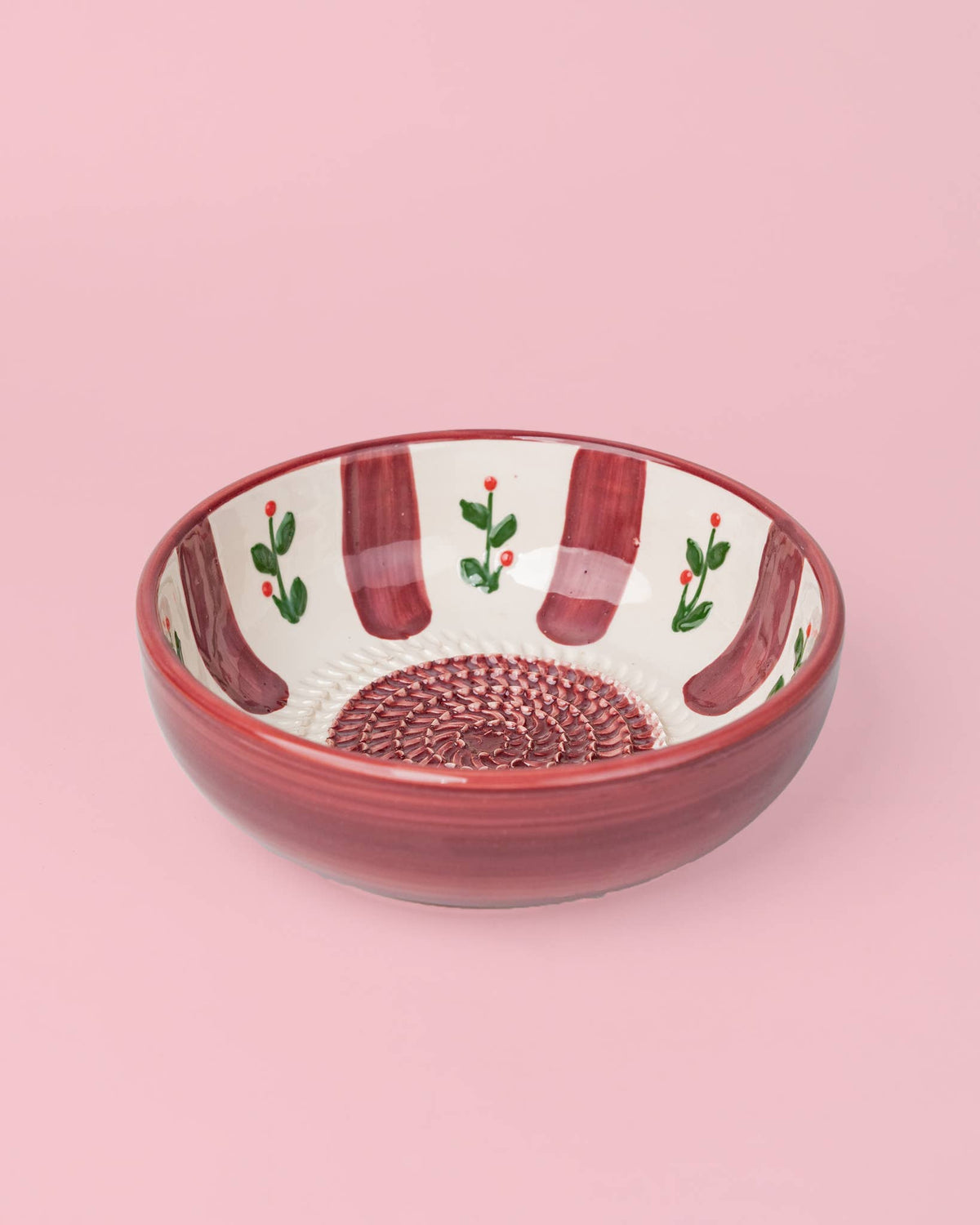 Plato Rallador de Cerámica Artesanal Christmas Holly – 15 cm 🎄❤️