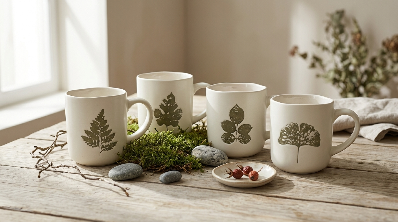 Mug de Porcelana 480 ml Diseño Hoja 🌿