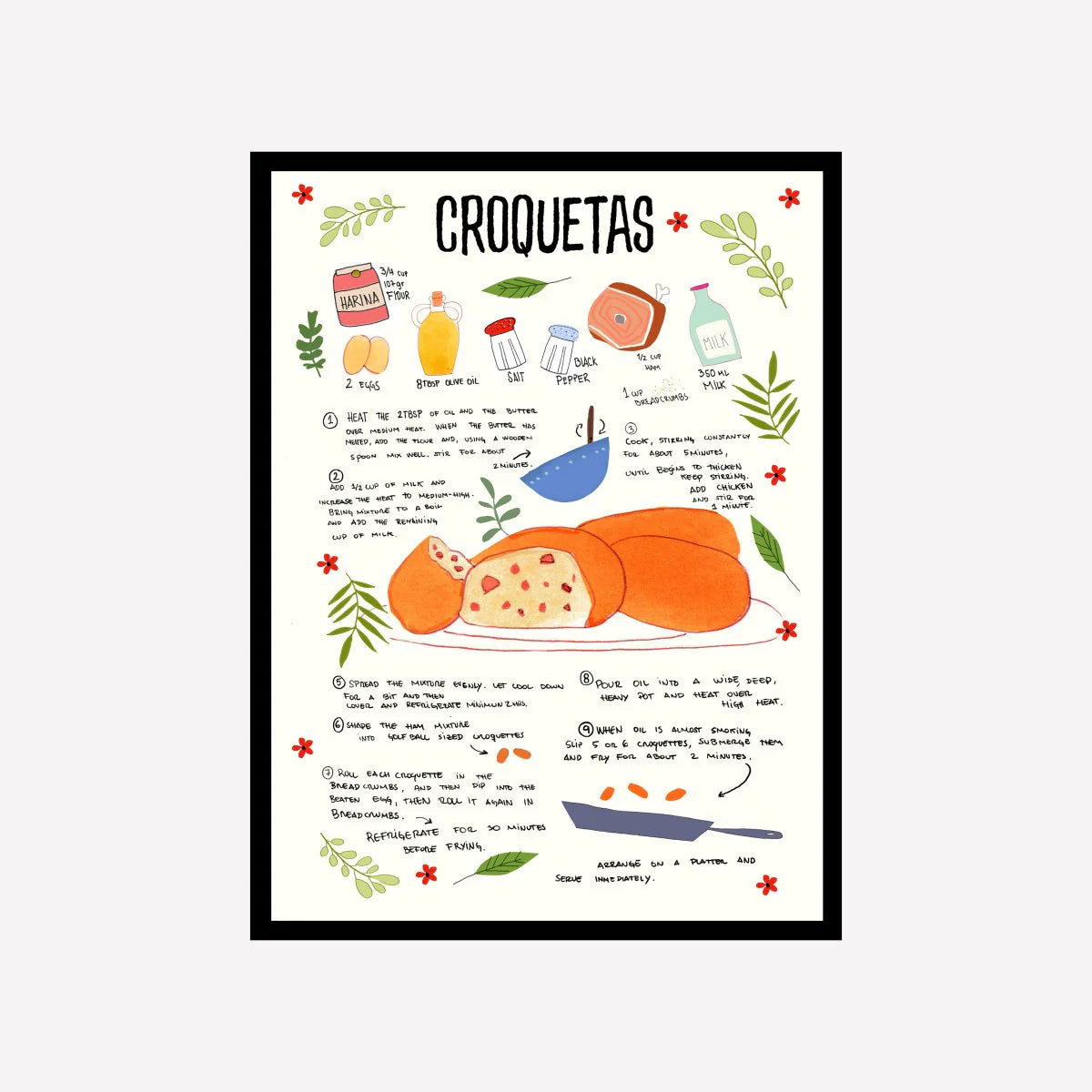 Lámina Decorativa "Receta de Croquetas"