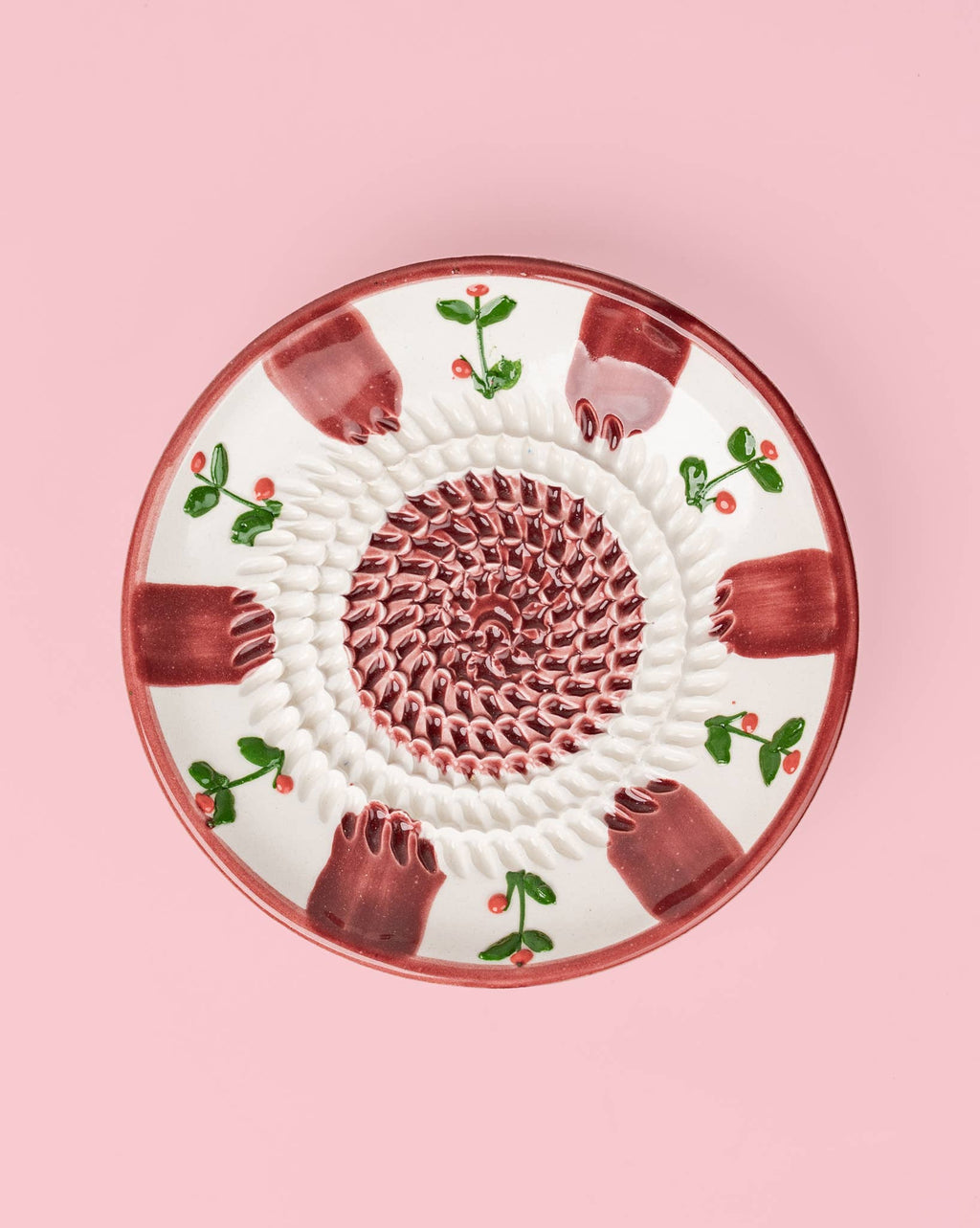 Plato Rallador de Cerámica Artesanal Christmas Holly – 12,5 cm 🎄❤️