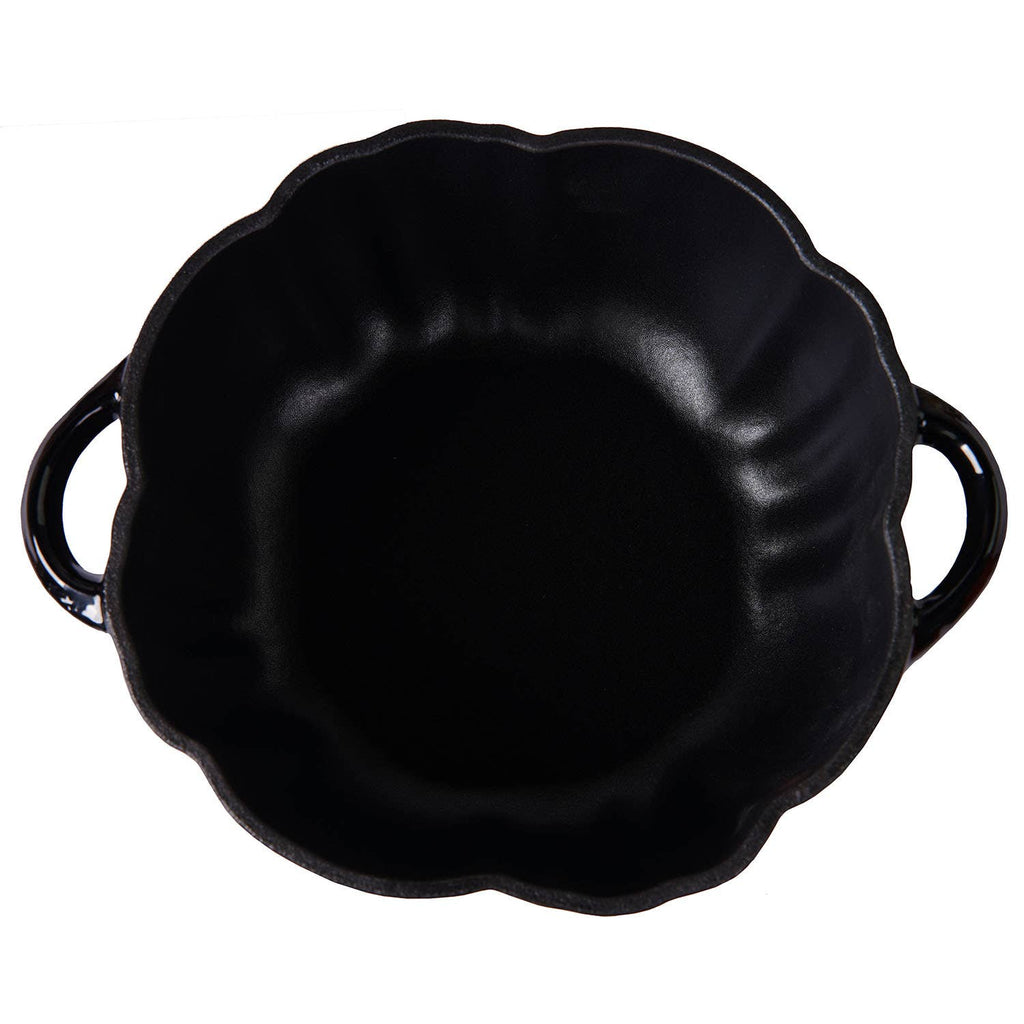 Cazuela Cocotte Calabaza – Hierro Fundido Esmaltado Negro & Dorado 🖤✨