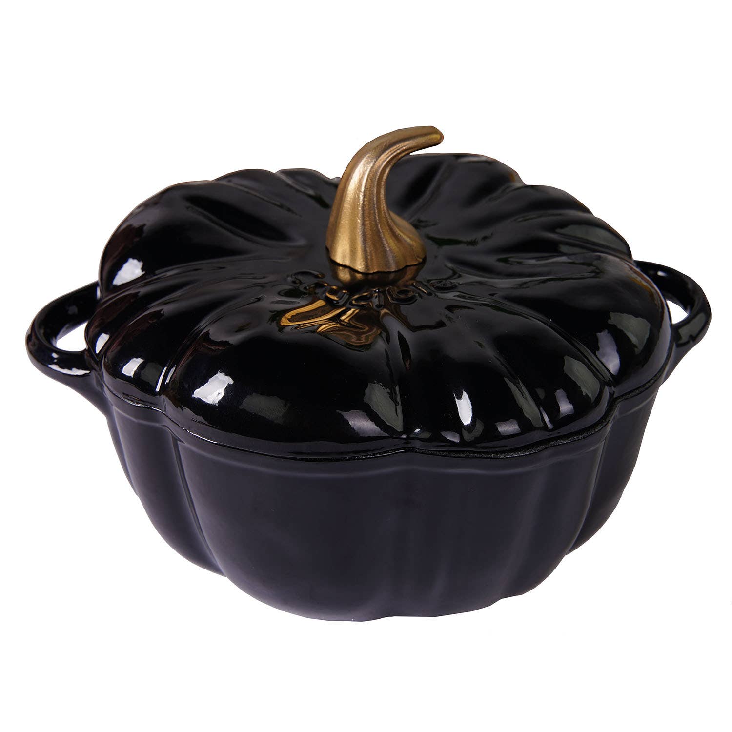 Cazuela Cocotte Calabaza – Hierro Fundido Esmaltado Negro & Dorado 🖤✨