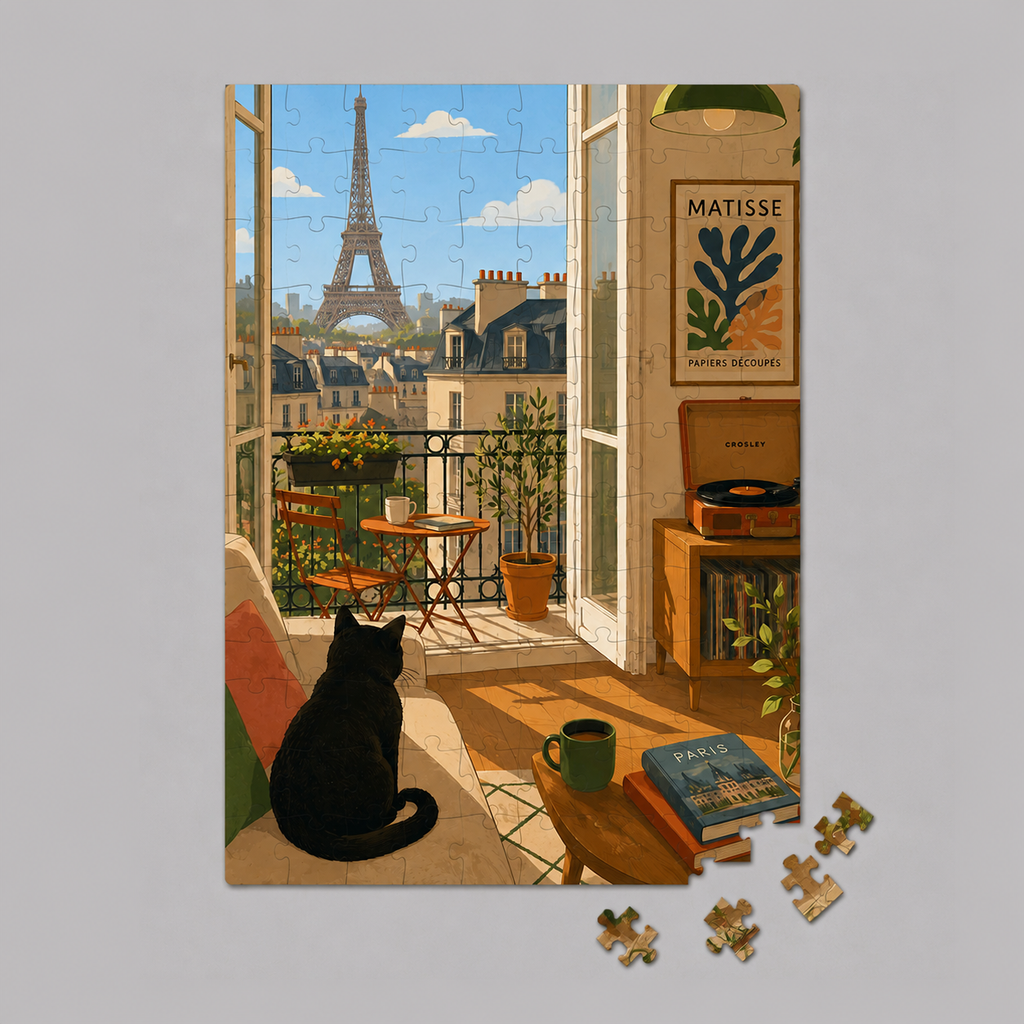 Puzzle Donde el arte y la felicidad felina se encuentran