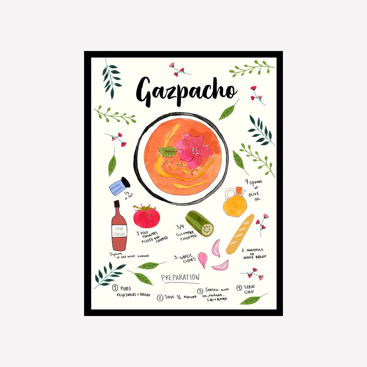 Lámina Decorativa "Receta de Gazpacho"