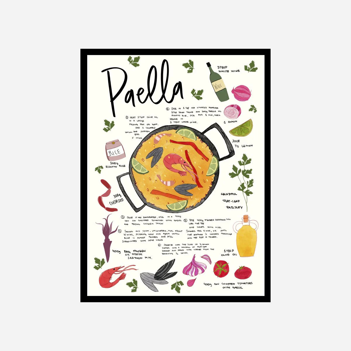 Lámina Decorativa "Receta de Paella"