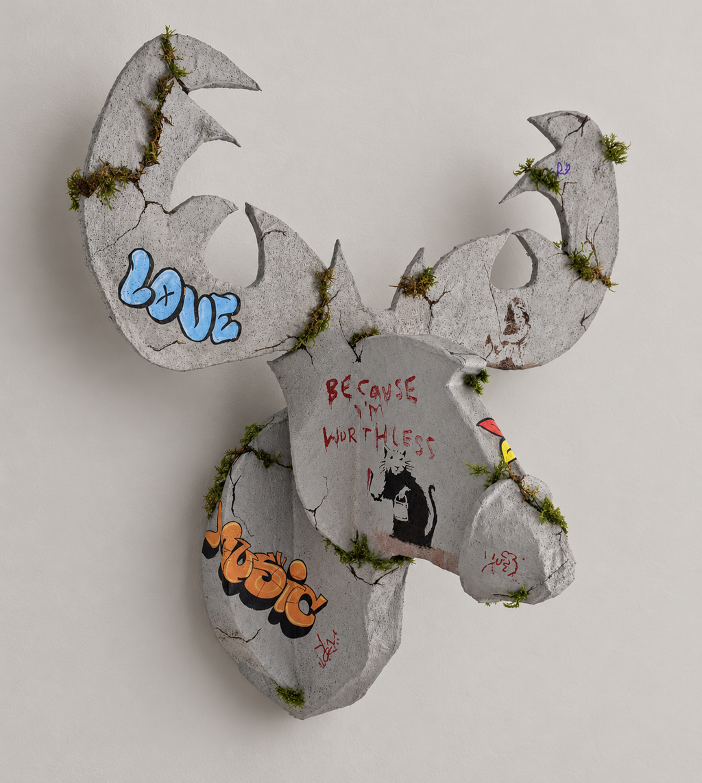 Cabeza de Ciervo Artesanal Arte Urbano – Chisporreta Becky 🦌🎨 | BAJO PEDIDO