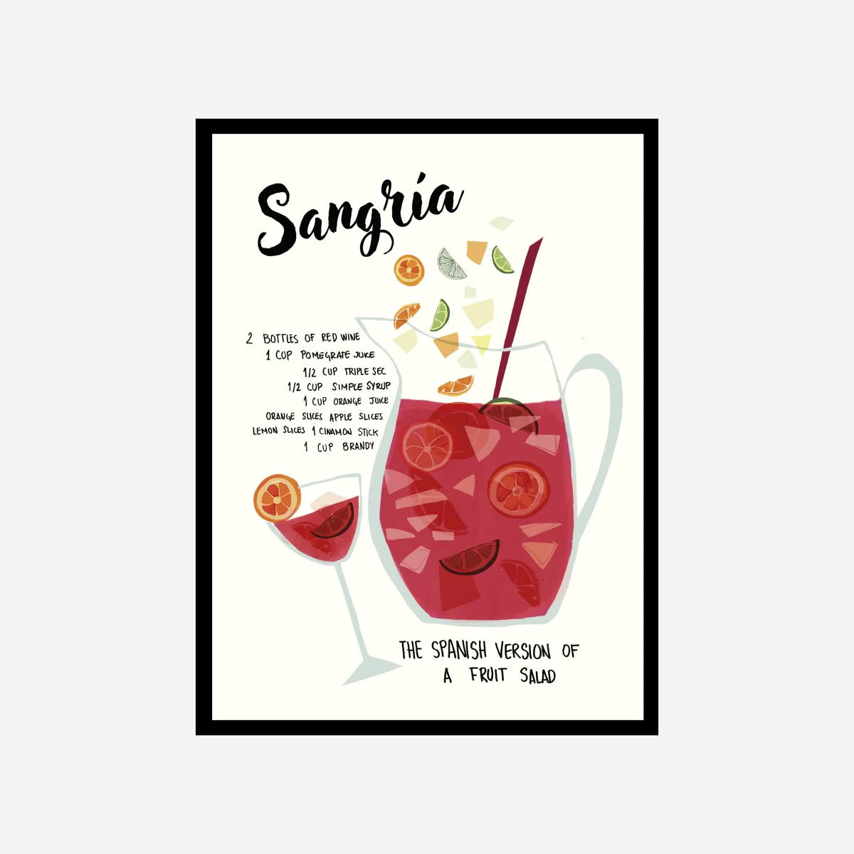 Lámina Decorativa "Receta de Sangría"