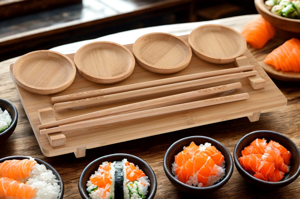 Set de Sushi 10 Piezas – Bambú Natural 🍣🎋